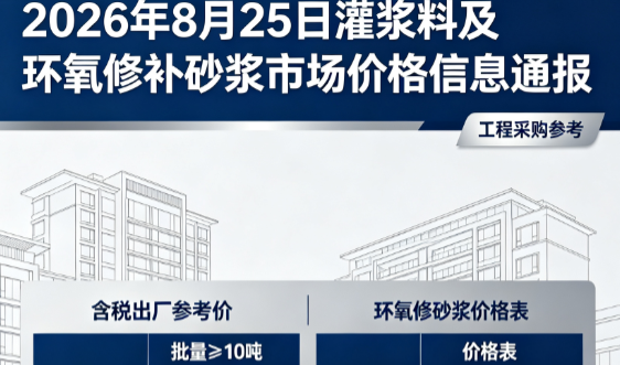 田林2026年8月25日灌浆料及环氧修补砂浆市场价格信息通报